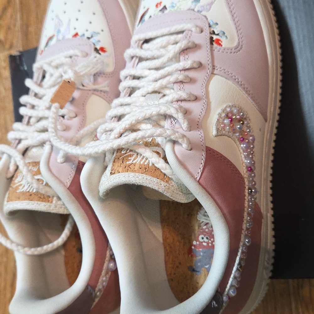 Nike AF1 Mushroom Sneakers Size 10 Added Bling - Picture 4 of 16